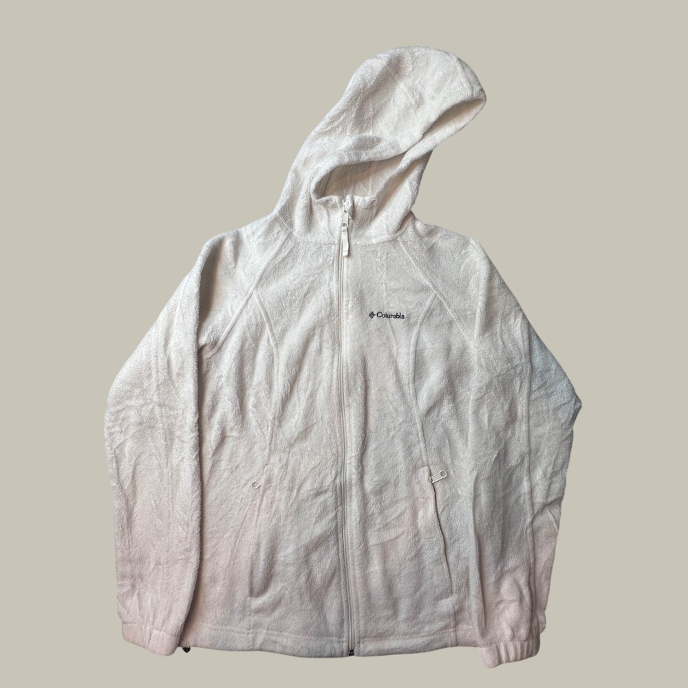 Columbia Hoodie Womens S WL6374 Full Zip Fleece Cream High Pile Solid